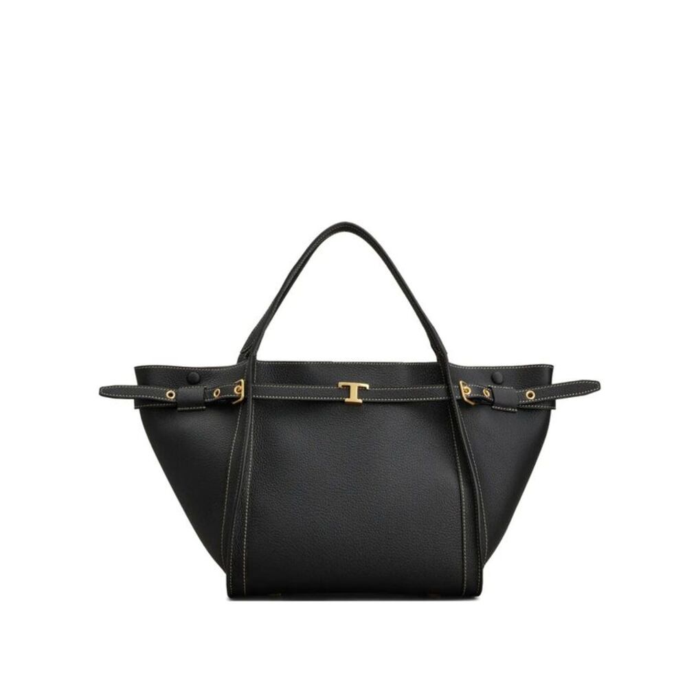T Signature Small Shopping Bag In Leather Women